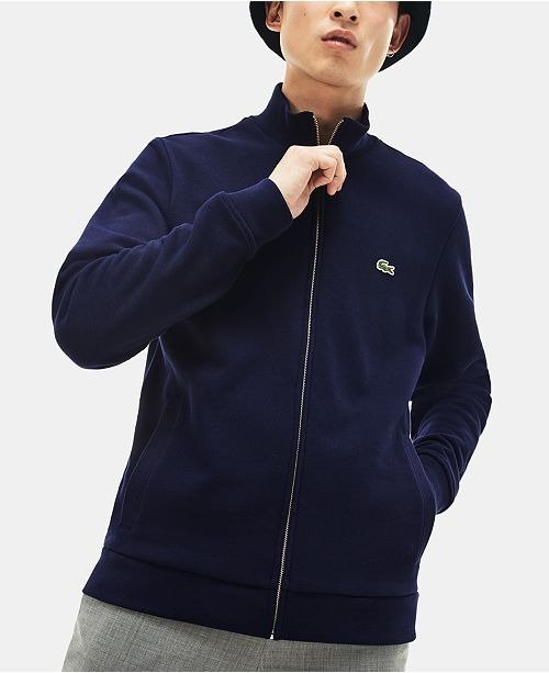Brushed Pique Fleece Sweatshirt with Full Zip and Side Pockets