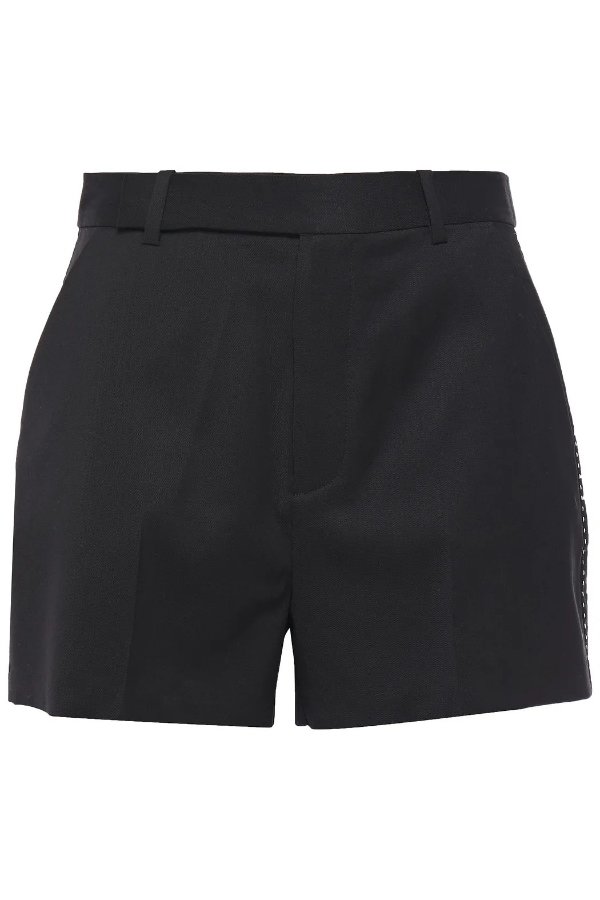 Jeannine embroidered wool-twill shorts