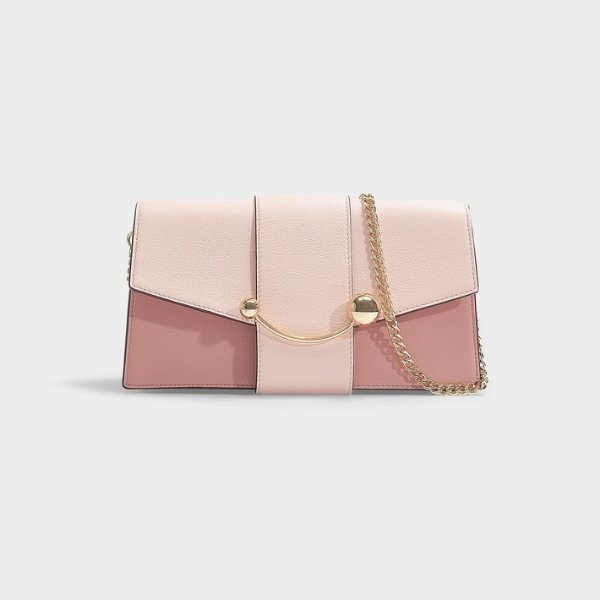 Mini Crescent Tri Colour Clutch in Baby Pink and Burgundy Leather