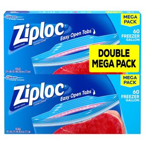 Ziploc Freezer Bags, Gallon, 120 Count