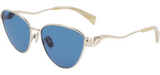 Gold-Tone Cat Eye w/ Blue Lens Sunglasses - Eyedictive
