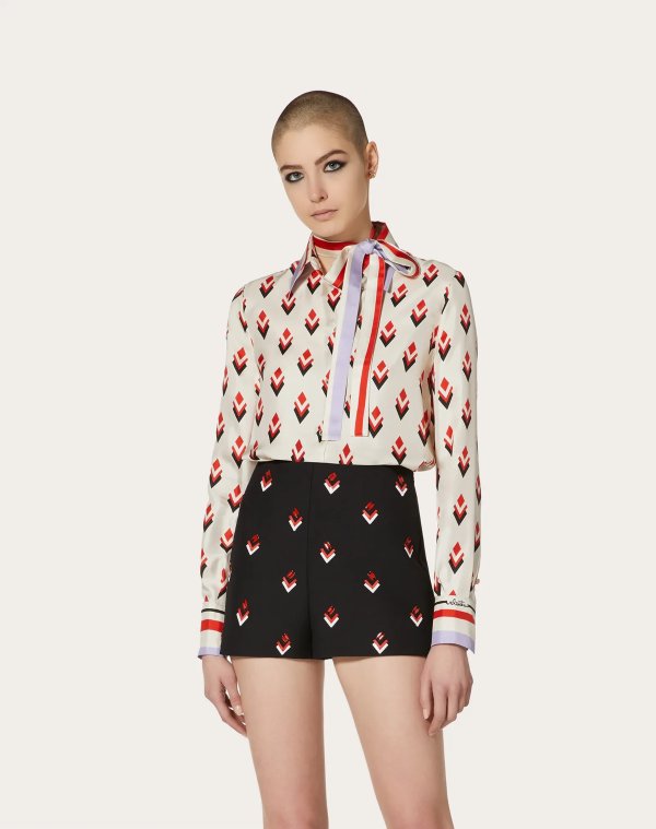 Printed Twill Shirt for Woman | Valentino Online Boutique