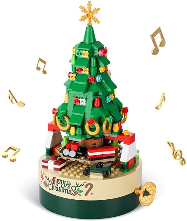AOKESI Christmas Tree Building Kits for Kids - DIY Building Block Music Box, Educational Learning Science Building for 8+ Year Old Kids Boys Girls; New 2021 (360 Pieces)
