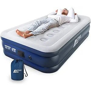 Active Era Tall Twin Air Mattress with Built in Pump & Raised Pillow, Elevated Inflatable Mattress, Heavy Duty Puncture Resistant Bed, Blow Up Waterproof Airbed
