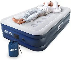 Active Era Tall Twin Air Mattress with Built in Pump & Raised Pillow, Elevated Inflatable Mattress, Heavy Duty Puncture Resistant Bed, Blow Up Waterproof Airbed