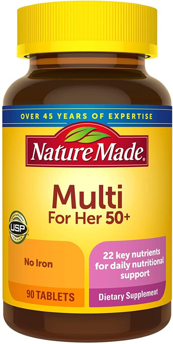 Women's Multivitamin 50+ Tablets with Vitamin D, 90 Count for Daily Nutritional Support