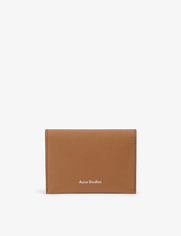 Brand-embossed leather card holder