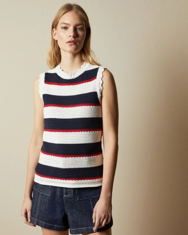 BONAYY Crochet striped sleeveless top