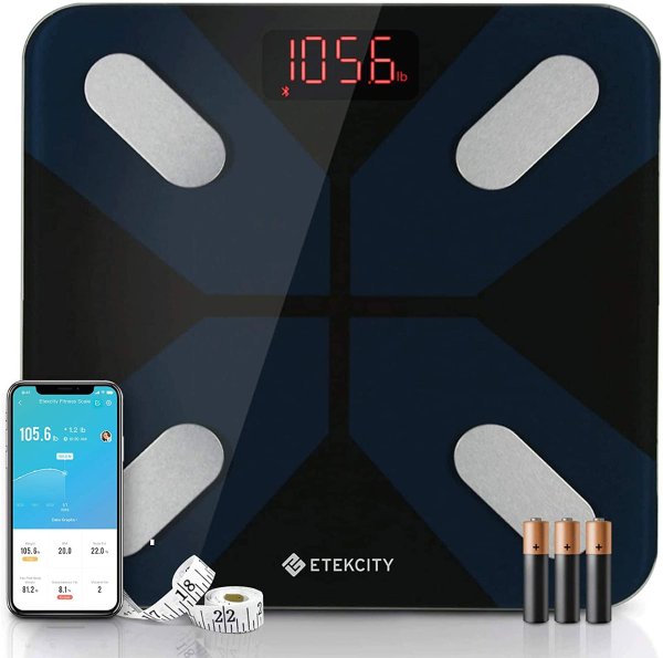 Etekcity Weight, Smart Body Fat Bluetooth Bathroom Digital Scale Tracks 13 Key Compositions