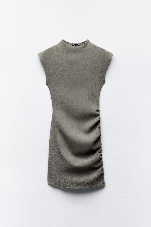 RUCHED TEXTURED DRESS