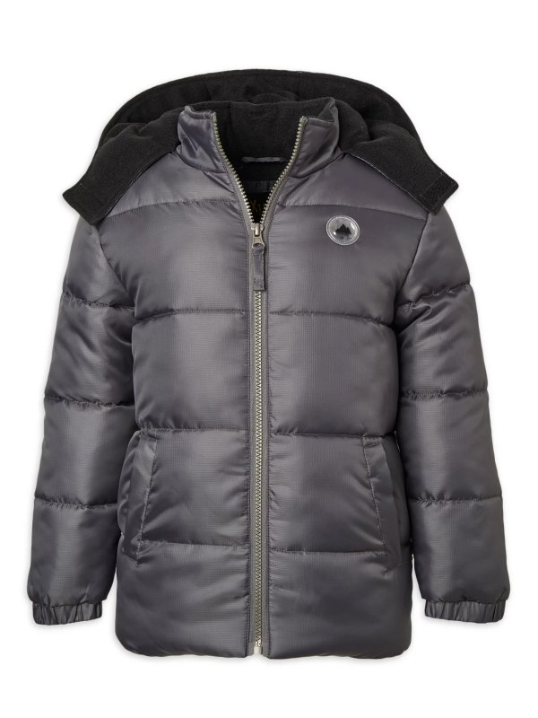 Boys Hooded Ripstop Puffer Winter Coat, Sizes 4-18