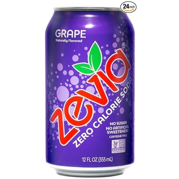 Zero Calorie Soda, Grape, Naturally Sweetened Soda, (24) 12 Ounce Cans; Grape-flavored Carbonated Soda; Refreshing, Full of Flavor and Delicious with No Sugar (packaging may vary)
