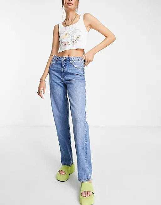 Tall high waisted dad jeans in medium stone