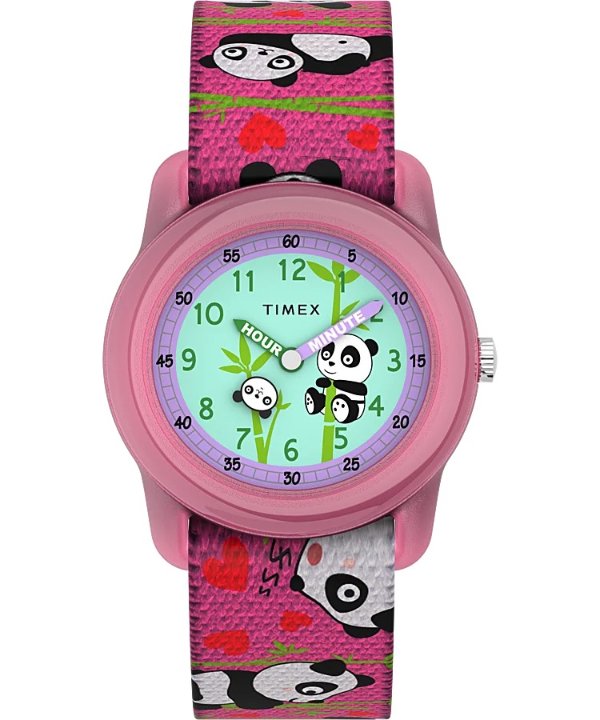 TIME MACHINES® 29mm Pink Panda Elastic Fabric Kids Watch -US