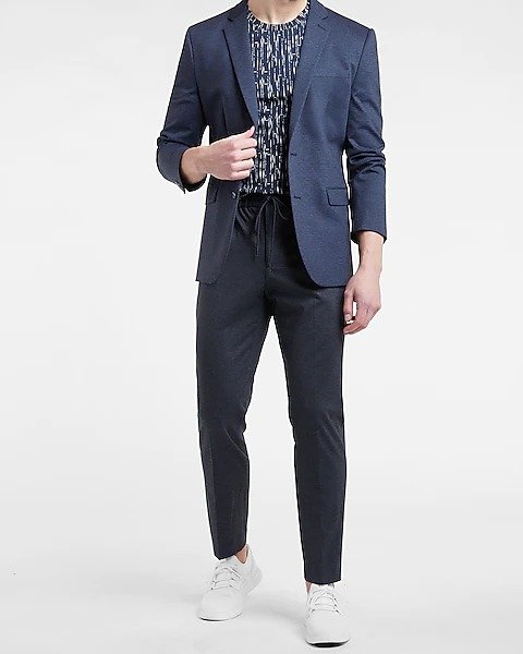Slim Textured Navy Luxe Comfort Soft Suit