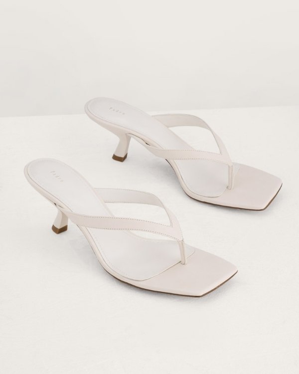 Square Toe Thong Heeled Sandals