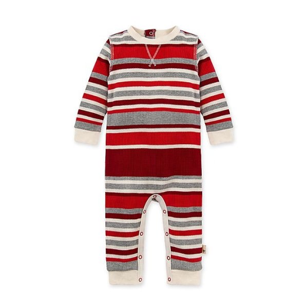 ® Thermal Stripe Organic Cotton Jumpsuit in Red | buybuy BABY