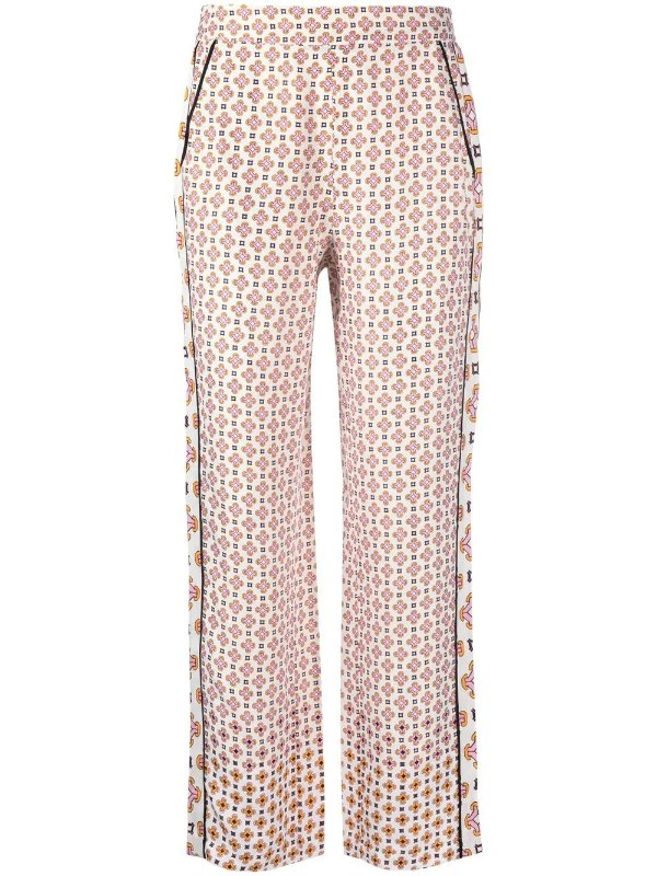 geometric-pattern pull-on trousers