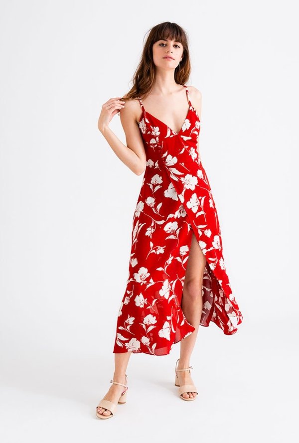 Carly 连衣裙 - 红色印花