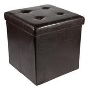 Storage Ottoman Faux Leather Collapsible Foldable Seat Foot Rest Coffee Table