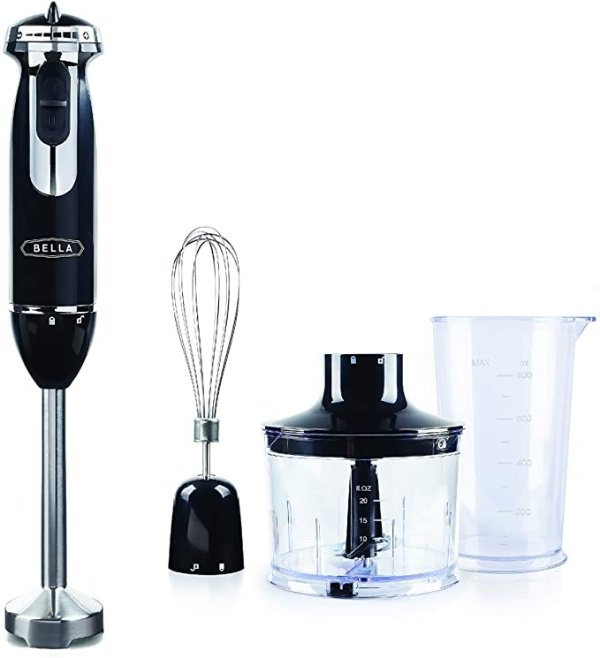 10-Speed Immersion Blender with Attachments, 350 Watt, Immersion Blender with Dishwasher Safe Whisk & Blending Attachments for Food Prep, Black