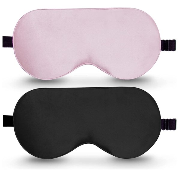 BeeVines 2 Pack 100% Real Natural Pure Silk Eye Mask with Adjustable Strap