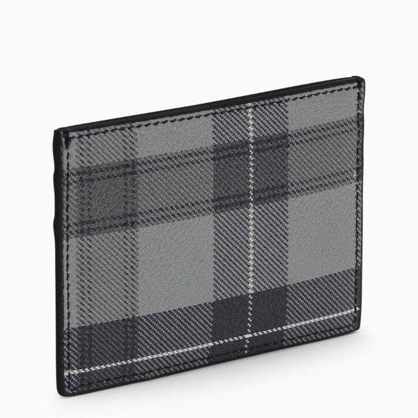 Black and dark grey grained leather card holder