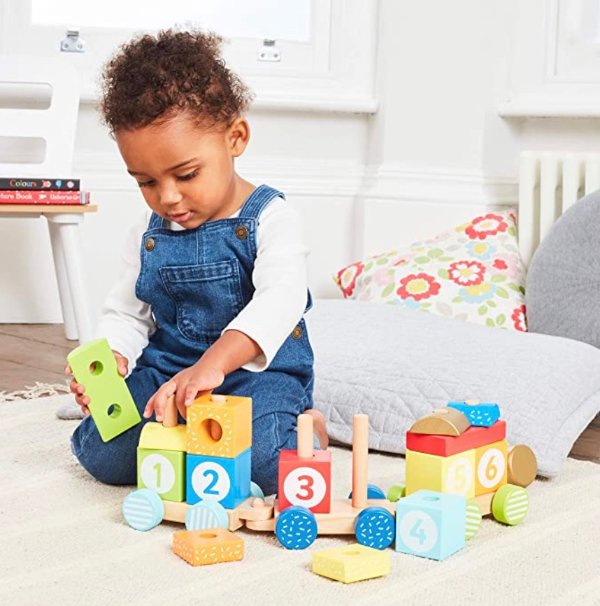 Learning Centre Wooden Stacking Train, Hand Eye Coordination, Problem Solving, Toys for Ages 18-36 Months, Amazon Exclusive