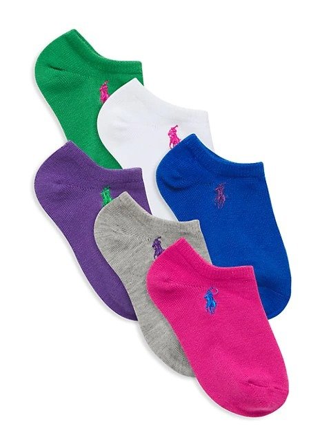 Little Kid's 6-Pack Multicolor Ankle Socks