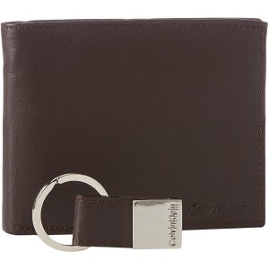 Calvin Klein 男士皮革钱包、钥匙扣套装热卖