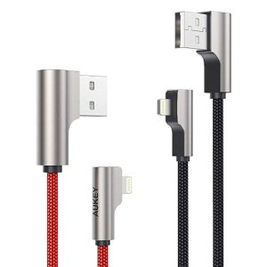 AUKEY Right Angle Lightning Cable (6.6ft - 2 Pack)