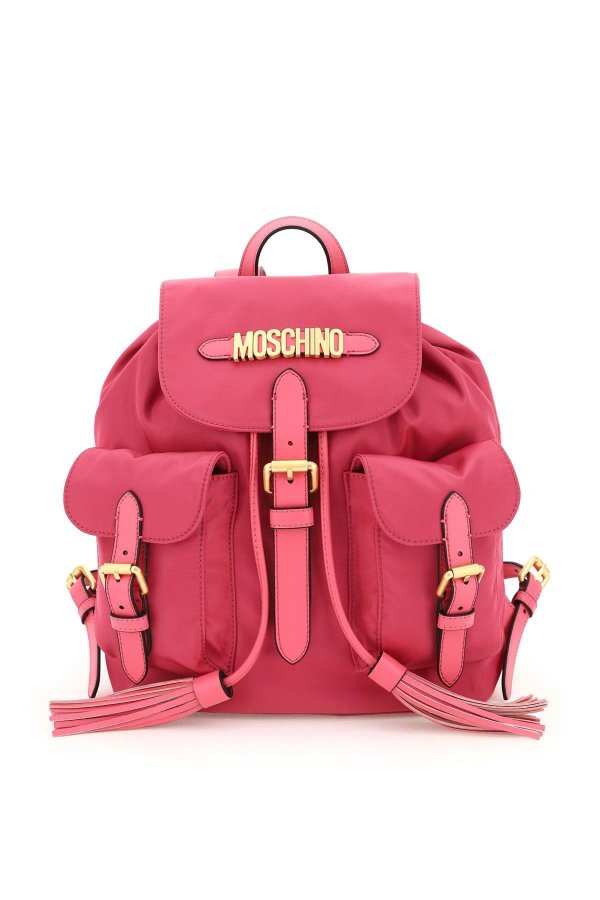 backpack with tassels and logo