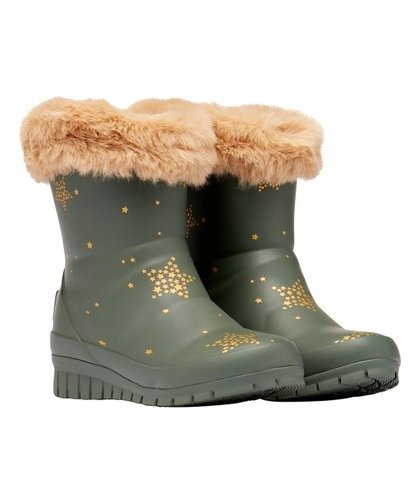 Khaki Star Chilton Faux Fur Rain Boot - Girls
