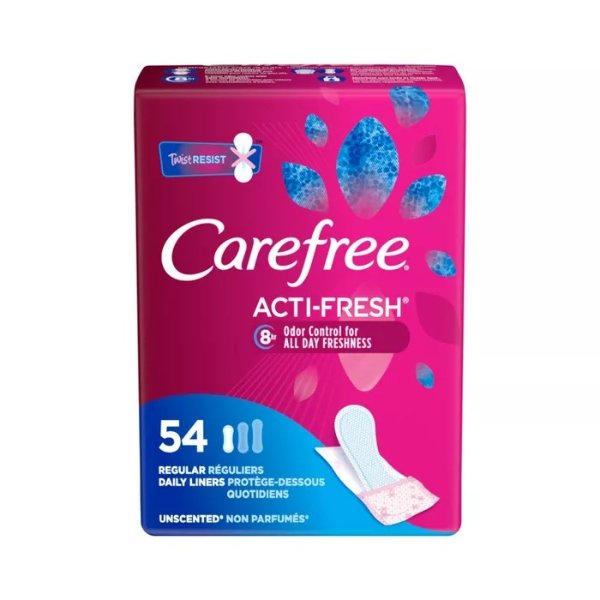 Carefree Acti-Fresh Regular Pantiliners To Go - Unscented - 54ct