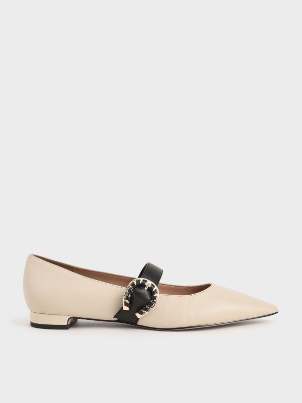 Chalk Leather Mary Jane Flats | CHARLES &amp; KEITH
