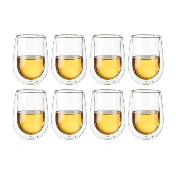 sorrento 8-pc double-wall white wine stemless glass set