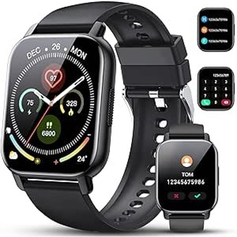 Smart Watch for Men Women Answer/Make Calls, 1.85" Smartwatch, 2024 Fitness Watch with Heart Rate Sleep Monitor, 112 Sports Modes, Step Counter, IP68 Waterproof Fitness Tracker for Android iOS, Black