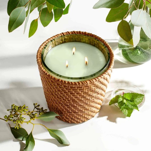 Rattan Wild Mint & Eucalyptus 3-Wick Candle