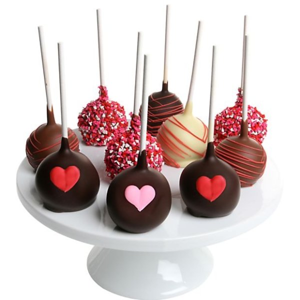 Valentine's Day Belgian Chocolate Dipped Cake Pops - 10pc