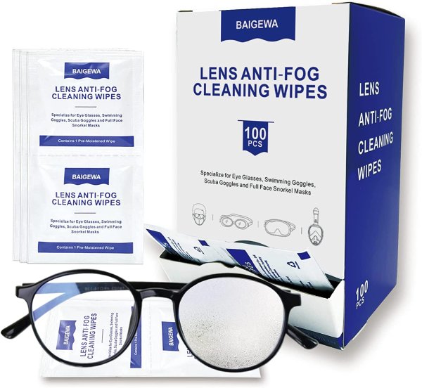 BAIGEWA Anti Fog Wipes for Glasses 100 Count