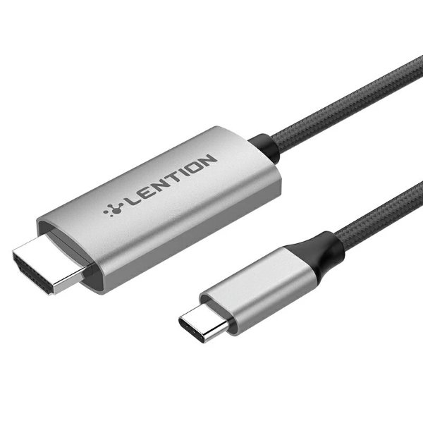 LENTION 30Hz USB C to HDMI 2.0 Cable Adapter for MacBook Pro, 2018 iPad Pro & Mac Air, Chromebook 13/15, Surface Book 2/Go, More (6 ft, Gray)