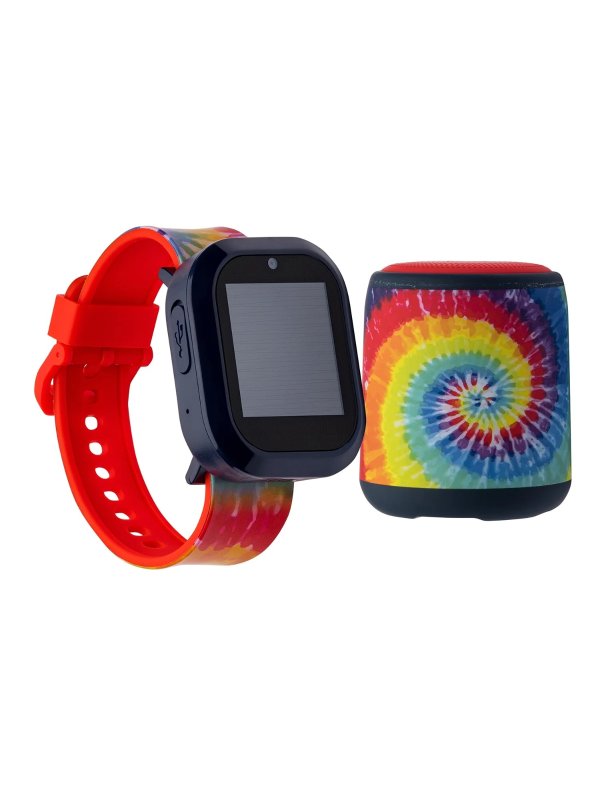 iTech Jr Kids Boys Girls Tie Dye Smartwatch and Bluetooth Speaker