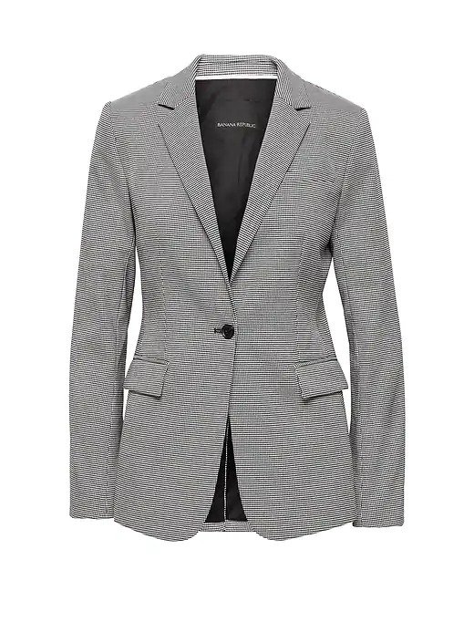 Long and Lean-Fit Washable Houndstooth Blazer