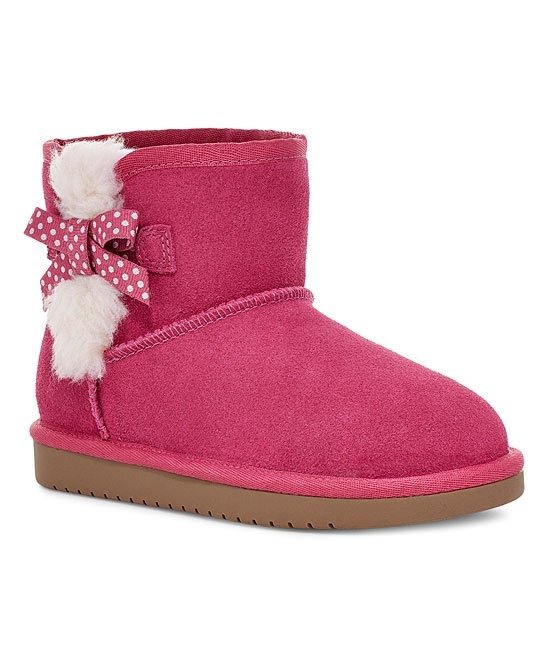 Pink & White Victoria Mini Dot Bow-Accent Suede Boot - Girls