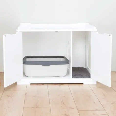 Wooden Pet House White Litter Box, 29.5" L X 20" W X 20.75" H | Petco