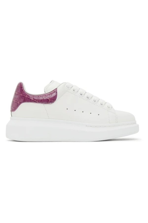 White & Pink Croc Oversized Sneakers