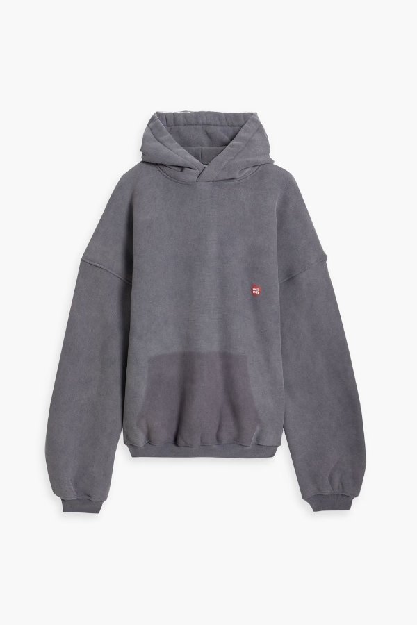 Appliqued French cotton-terry hoodie
