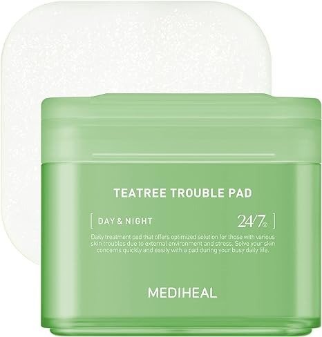 Teatree Trouble Pad - Square Cotton Facial Toner Pads with Tea Tree & Lactobacillus - Soothing Pads to Calm Sensitive & Acne Prone Skin- Vegan Face Gauze Pads, 100 Pads