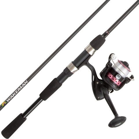 Fishing Rod & Reel Combo -6'6” Fiberglass Pole, Spinning Reel- Bass, Trout  & Lake Fish
