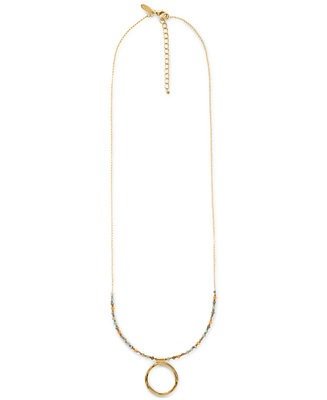 Gold-Tone Circle Long Beaded Pendant Necklace, 32" + 3" extender, Created for Macy's
